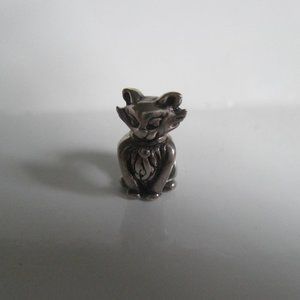 Silver Sitting Cat Vintage Charm for Pandora type bracelet